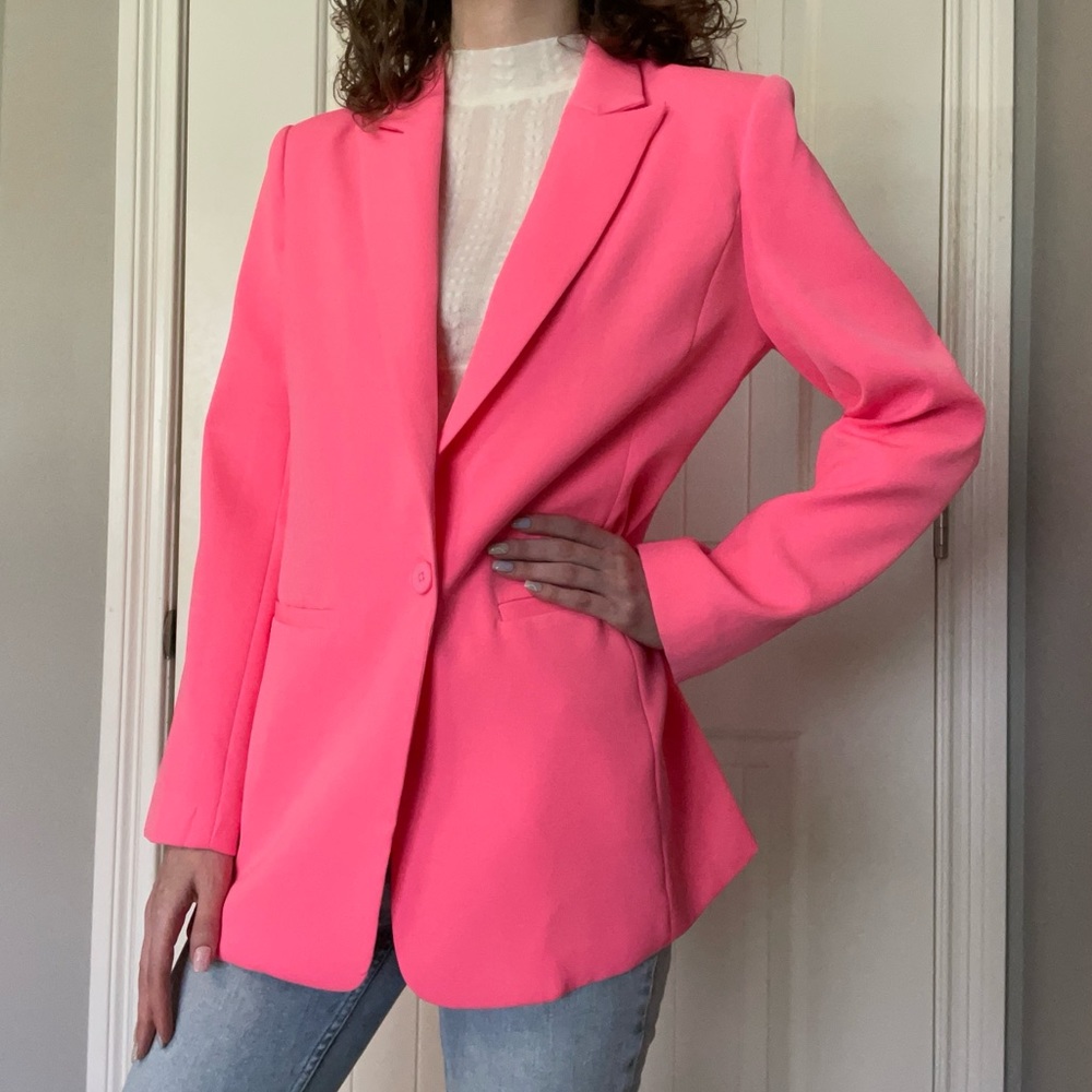 Endless Rose neon pink oversized long sleeve blazer